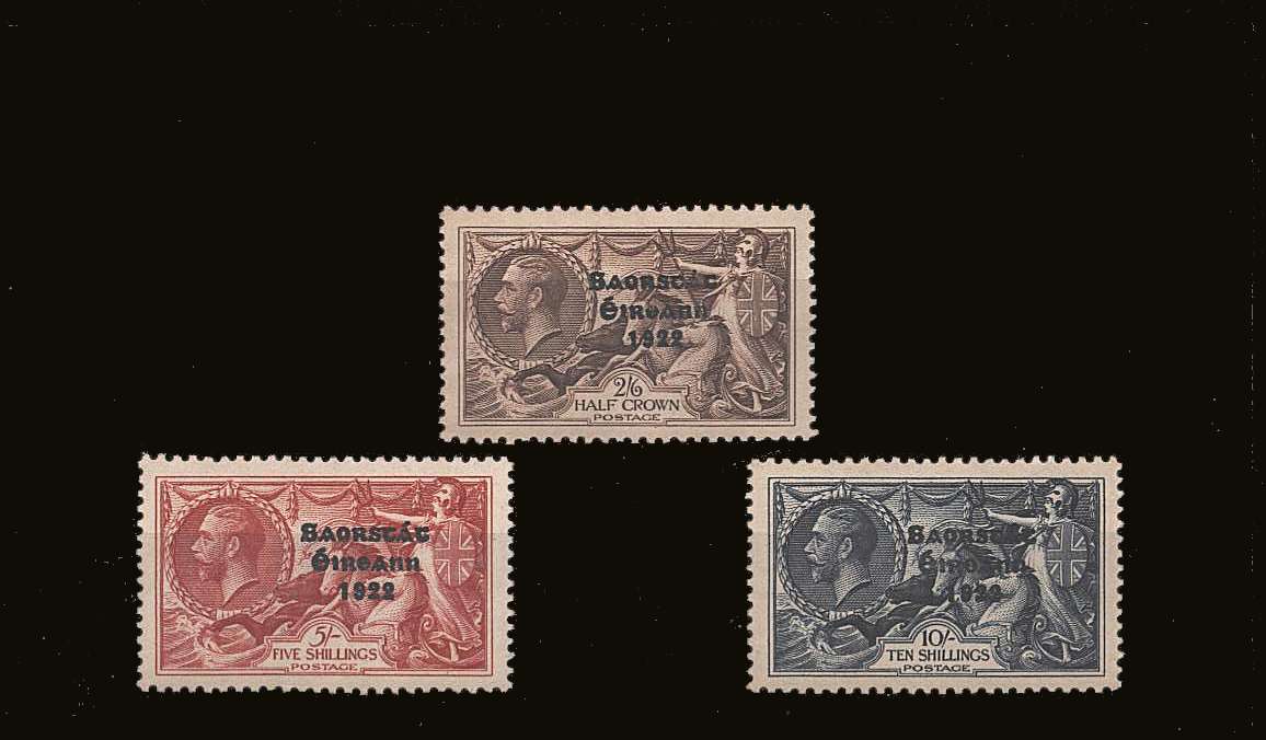 The <b>''RE-ENGRAVED SEAHORSES''</b> set of three<br/> superb unmounted mint.<br/>A gem set!