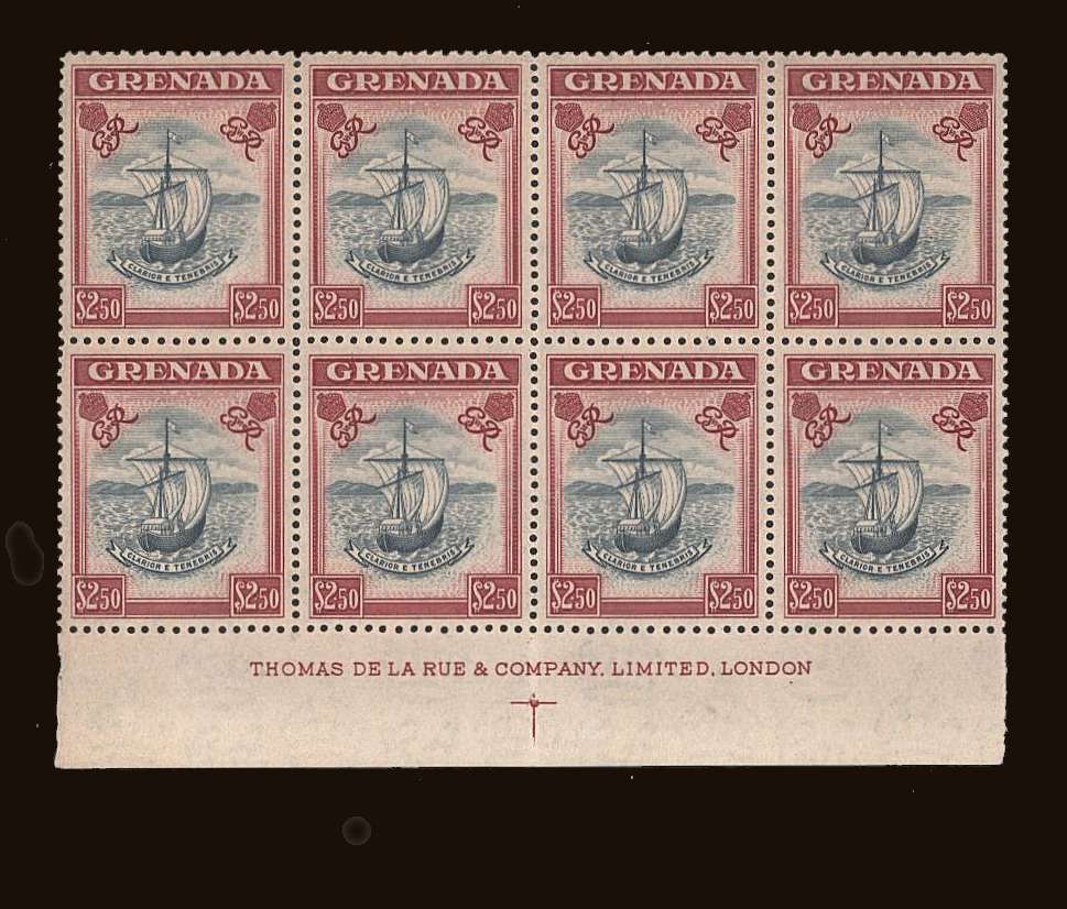 $2.50 Slate-Blue and Carmine<br/>
A superb unmounted mint imprint block of eight.
<b>QQB</b>