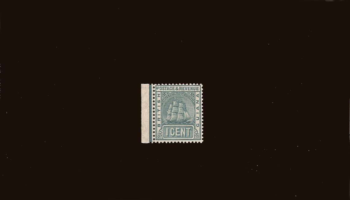 1c Grey-Green left marginal single showing major damage<br/>to ‘P’ of POSTAGE, possibly hand-retouched? <br/>Superb unmounted mint. A fine variety.
<br/><b>QQB</b>