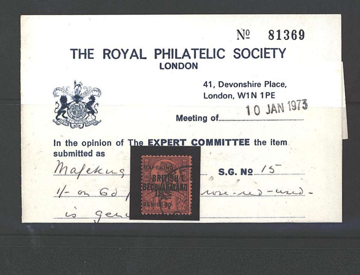 1/- on 6d Purple on Rose Red<br/>
A superb fine used single with the<br/>benefit of an RPS certificate stating genuine.<br/>
SG Cat £1200.00
<b>QQB</b>