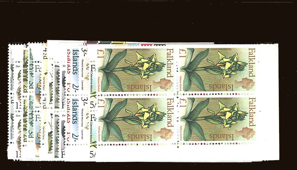 The Flowers set of fourteen in superb unmounted mint corner blocks of four.<br/>
<b>QQB</b>