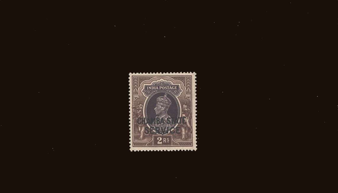 2r Purple and Brown<br/>
A superb unmounted mint single overprinted<br/><b>''CHAMBA STATE SERVICE''<br/>SG Cat �42
<br/><b>QQB</b>