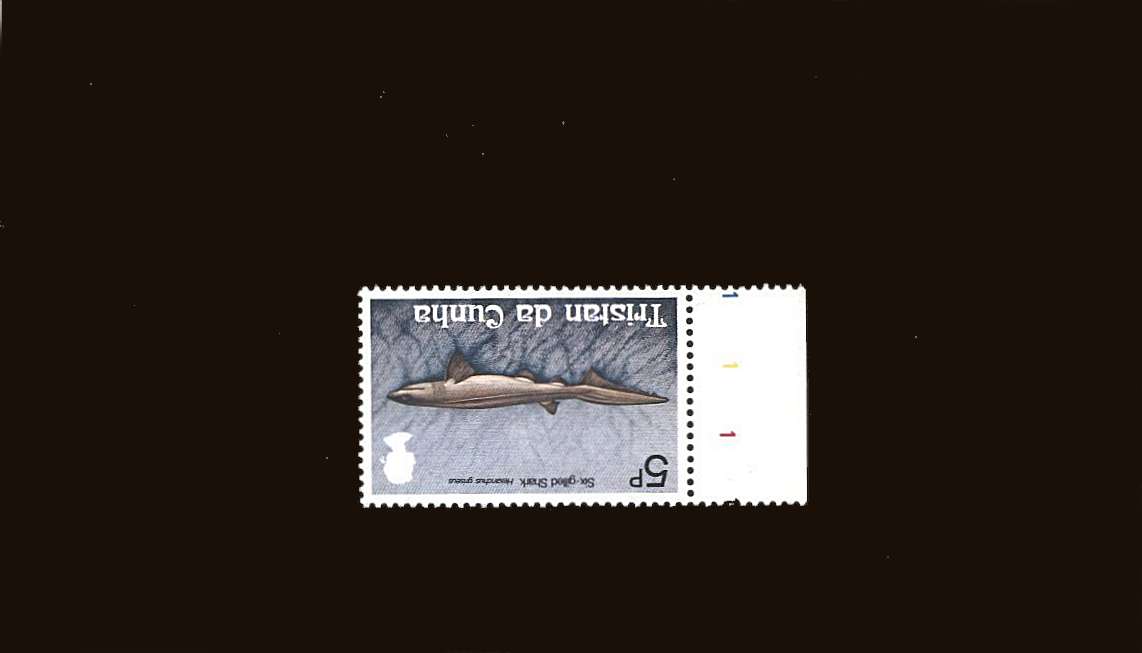5p Sharks<br/>
a superb unmounted mint stamp showing an<br/><b>INVERTED WATERMARK - CROWN TO RIGHT OF CA</b><br/>with the bonus of being marginal to clearly see the watermark.<br/>SG Cat £95
<br/><b>QQB</b>