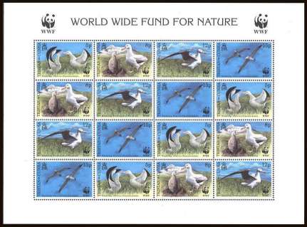 WWF - Endangered Species - Albatross sheetlet of sixteen.<br/>
A superb unmounted mint sheet with <b>WATERMARK INVERTED</b>.
<b>QQB</b>