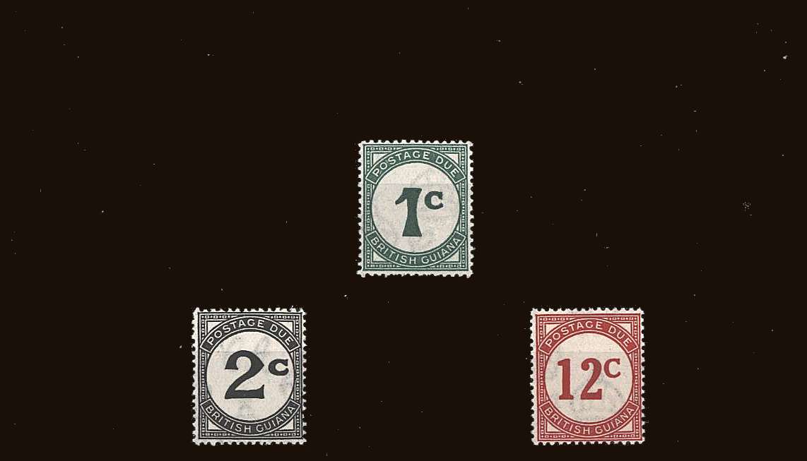 The POSTAGE DUE set of three on ordinary paper superb unmounted mint.<br/><b>9ERH9</b>