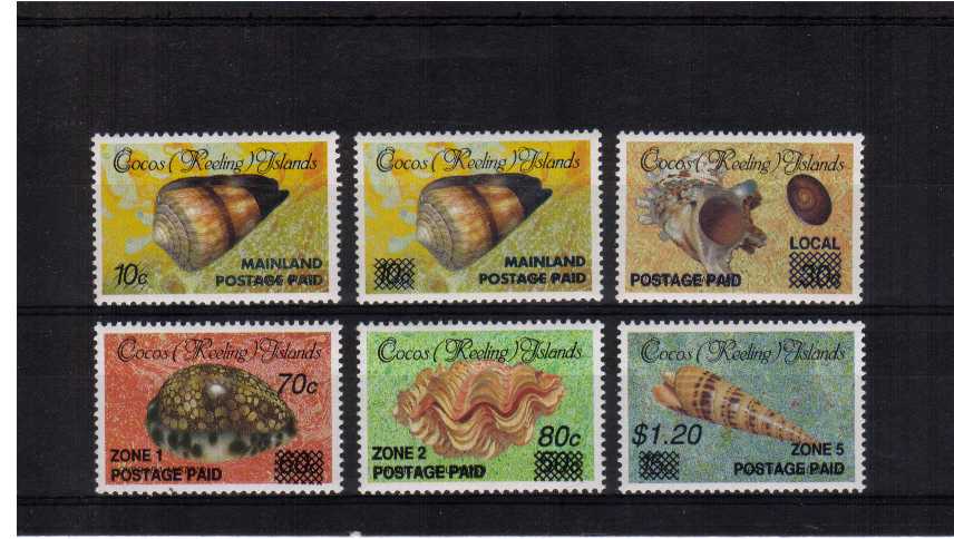 Shells Overprint set of six superb unmounted mint.<br/><b>ZQJ</b>