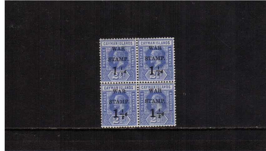 1½d WAR STAMP overprint on 2½d Deep Blue showing the fraction bar almost missing (only a trace shows). Variety in unmounted. Mounted on one normal only.