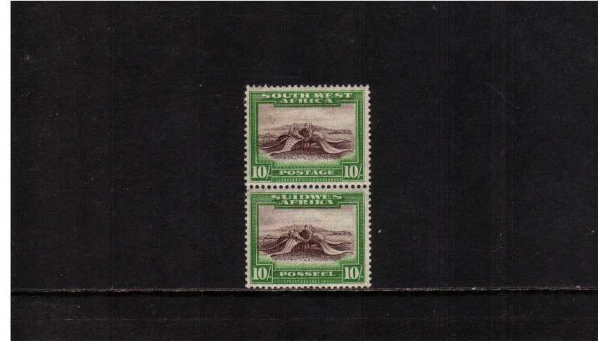 10/- Red-Brown and Emerald><br/>A good mounted mint vertical pair.