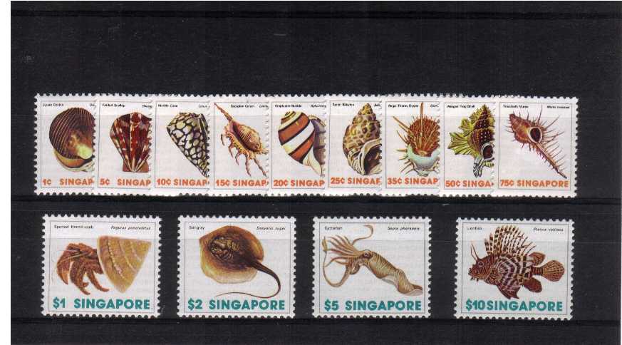 Shells and Fish set of thirteen superb unmounted mint